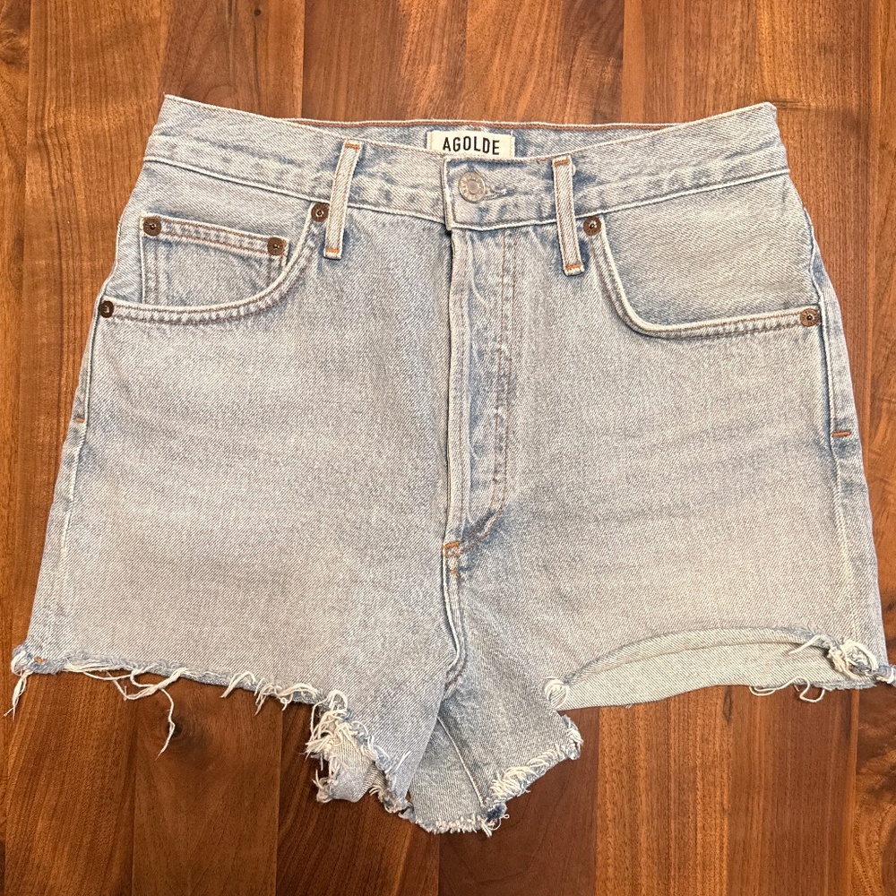 AGOLDE Light Wash Denim Jean Shorts